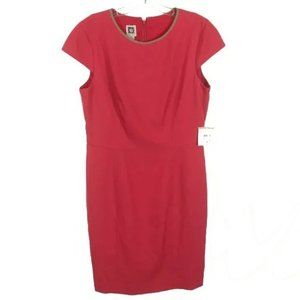 NWT Womens Size 12 Anne Klein Fuchsia Pink Cap Sleeve Sheath Dress